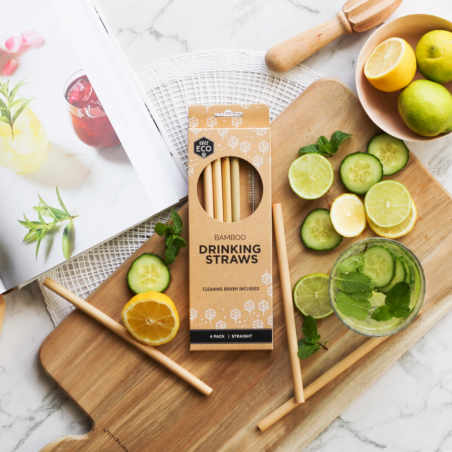 Bamboo Straws Straight - 4 pack