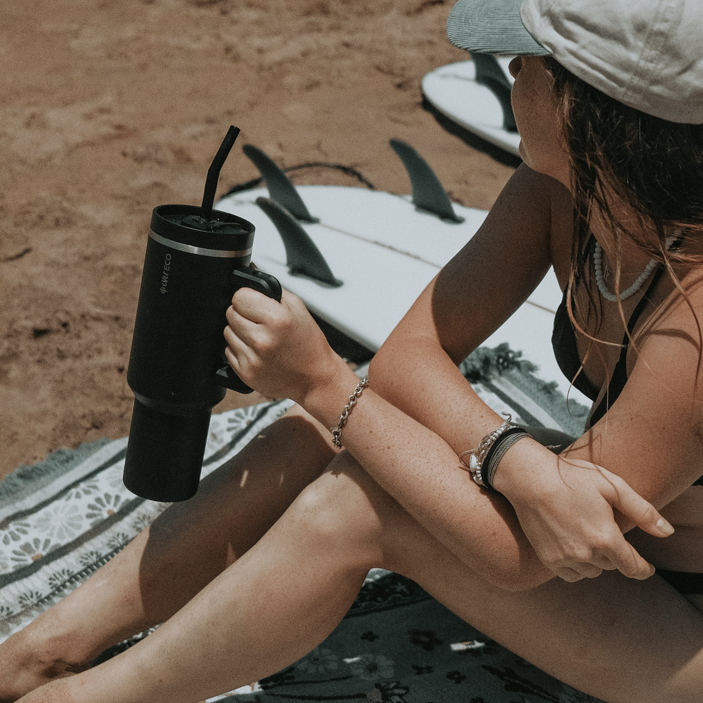 Insulated Tumbler with Handle & Straw (1.18L)