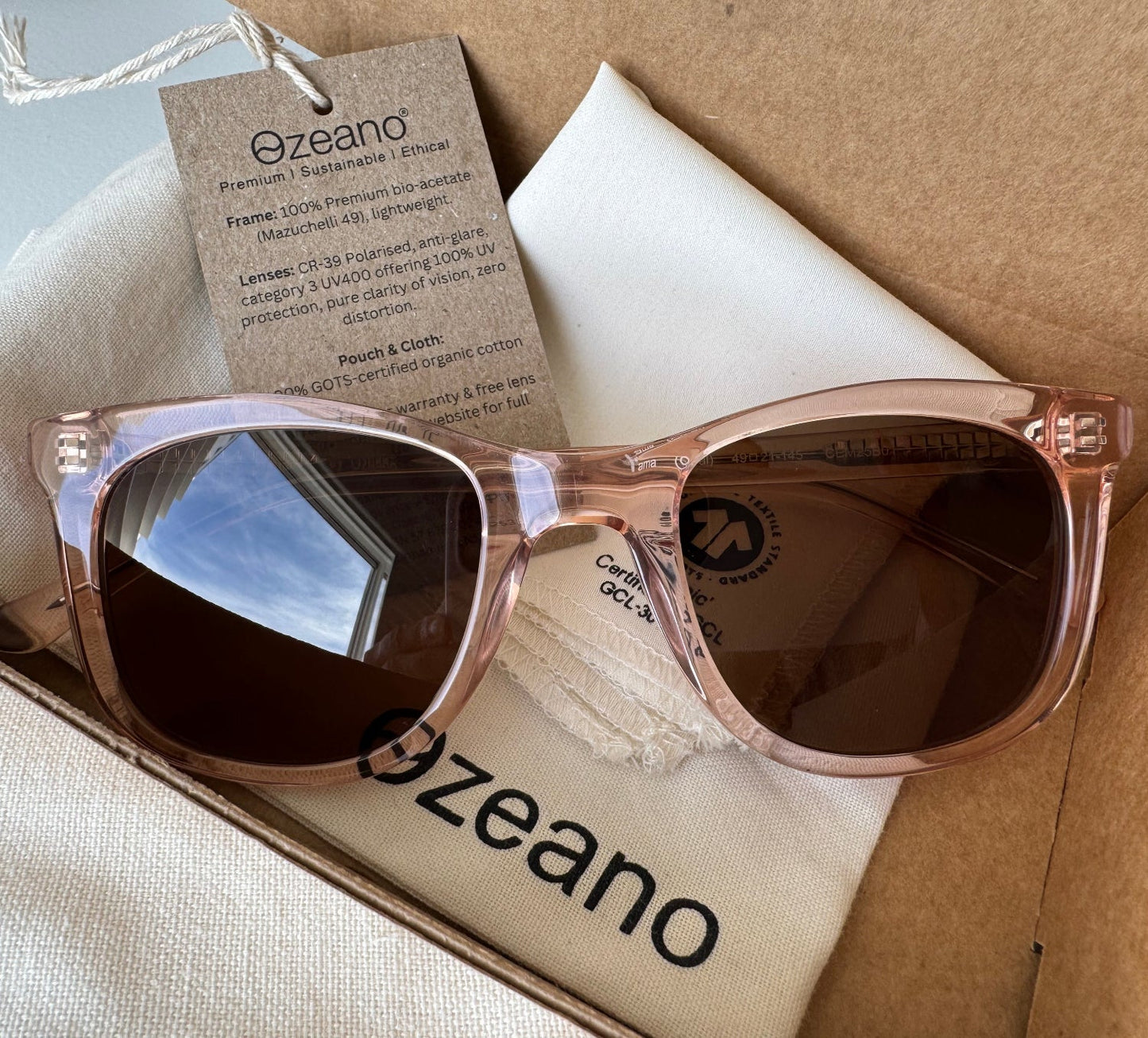 Tama Coral Polarised Sunglasses in box