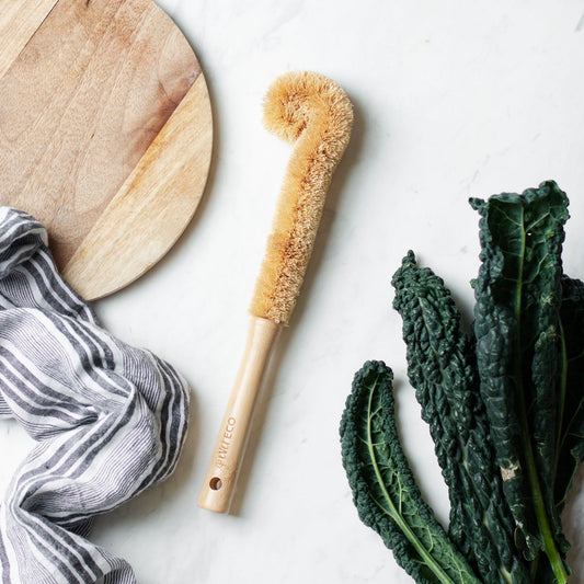 Extra Long Bottle Brush Bamboo Handle, Coconut Bristles