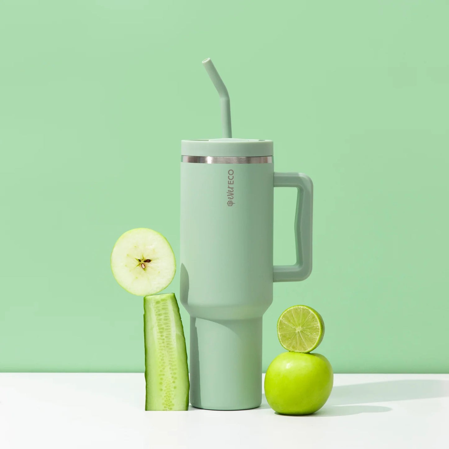 Insulated Tumbler with Handle & Straw (1.18L)