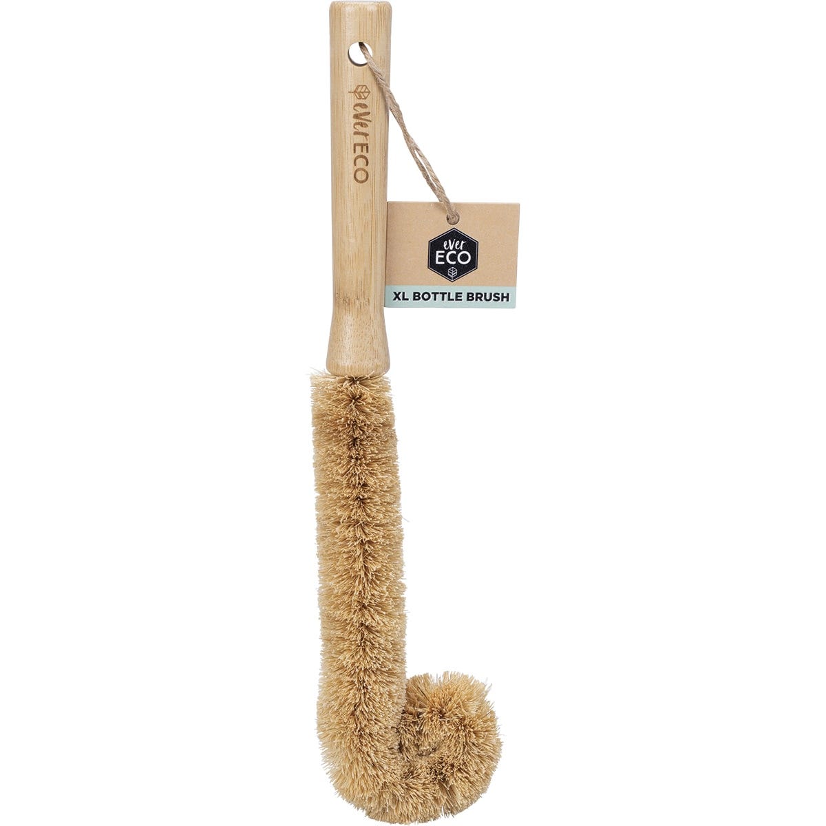 Extra Long Bottle Brush Bamboo Handle, Coconut Bristles