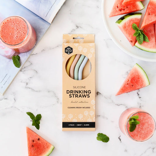 Silicone Straws Bent Pastel Collection
