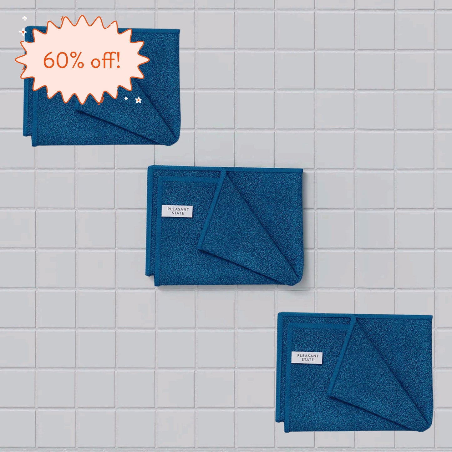 Bathroom & Toilet Microfibre Towel (3 Pack)