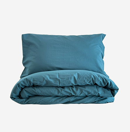 Transformative teal duvet set